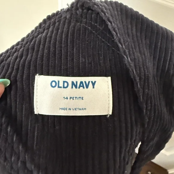 Old Navy Women’s Navy Blue Corduroy Overalls EUC Size 14P - Picture 10 of 12